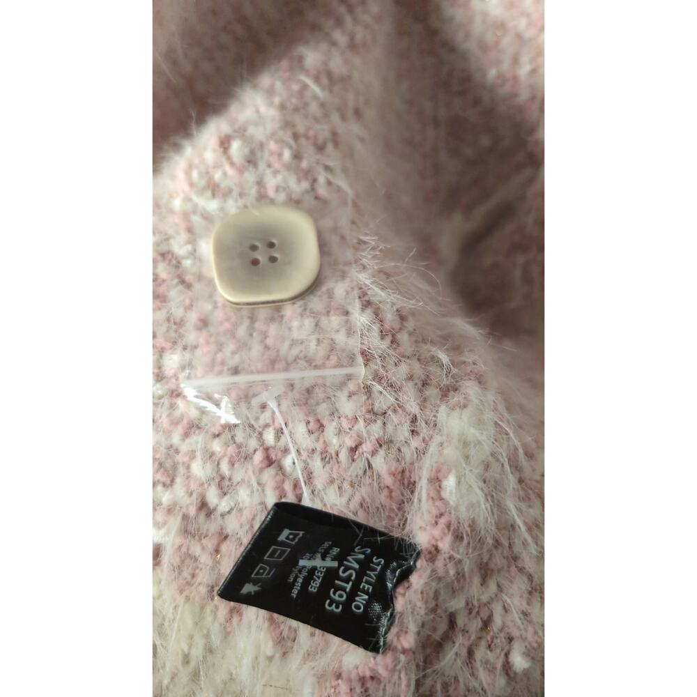 POL Argyle Fuzzy Cardigan Cozy Boutique Soft Girl Sweater Large - Picture 7 of 8